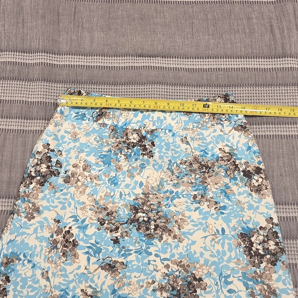 Talbots Blue and Brown Floral A-Line Skirt